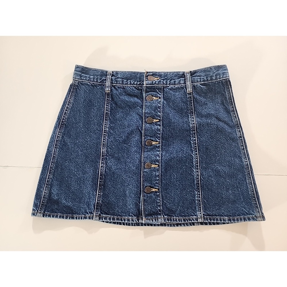 Levi Strauss & Co Womens Denim Skirt Size 32 Blue Button Fly A-Line